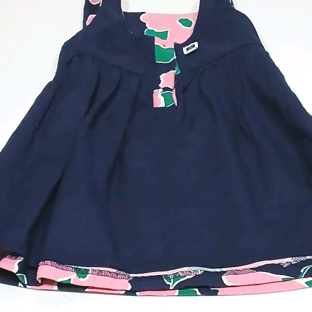 Janie and Jack Floral Seersucker Dress 2T Navy Pink Coastal Preppy Sleeveless - Picture 4 of 12